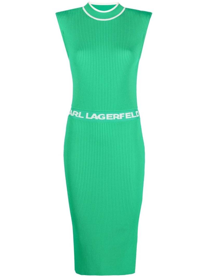 Karl Lagerfeld logo-waist knitted dress - Green von Karl Lagerfeld