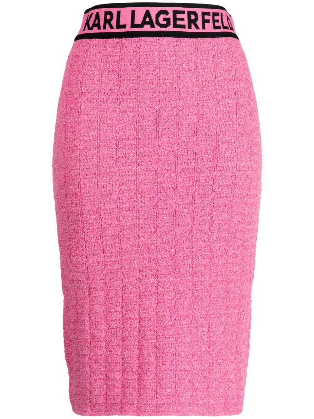 Karl Lagerfeld logo-waistband bouclé pencil skirt - Pink von Karl Lagerfeld