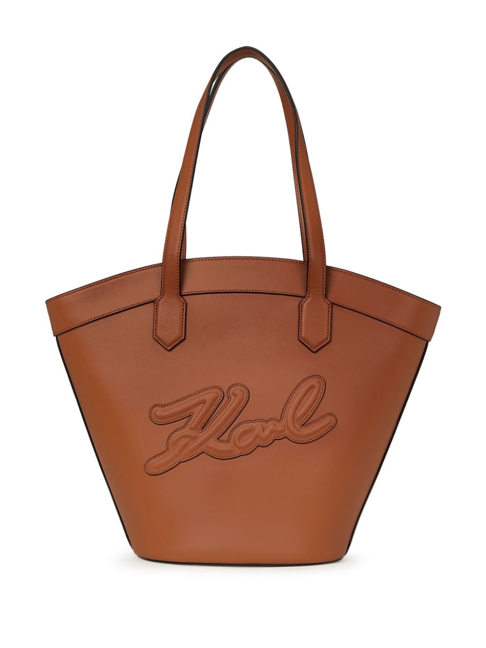 Karl Lagerfeld medium Signature Tulip leather tote bag - Brown von Karl Lagerfeld