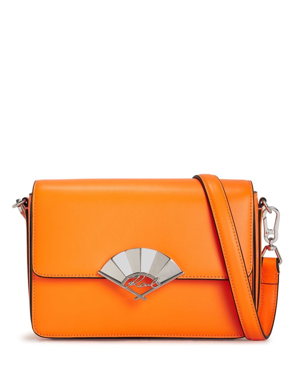 Karl Lagerfeld medium Signature Fan leather crossbody bag - Orange von Karl Lagerfeld