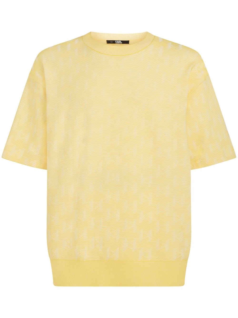 Karl Lagerfeld monogram-jacquard organic-cotton T-shirt - Yellow von Karl Lagerfeld