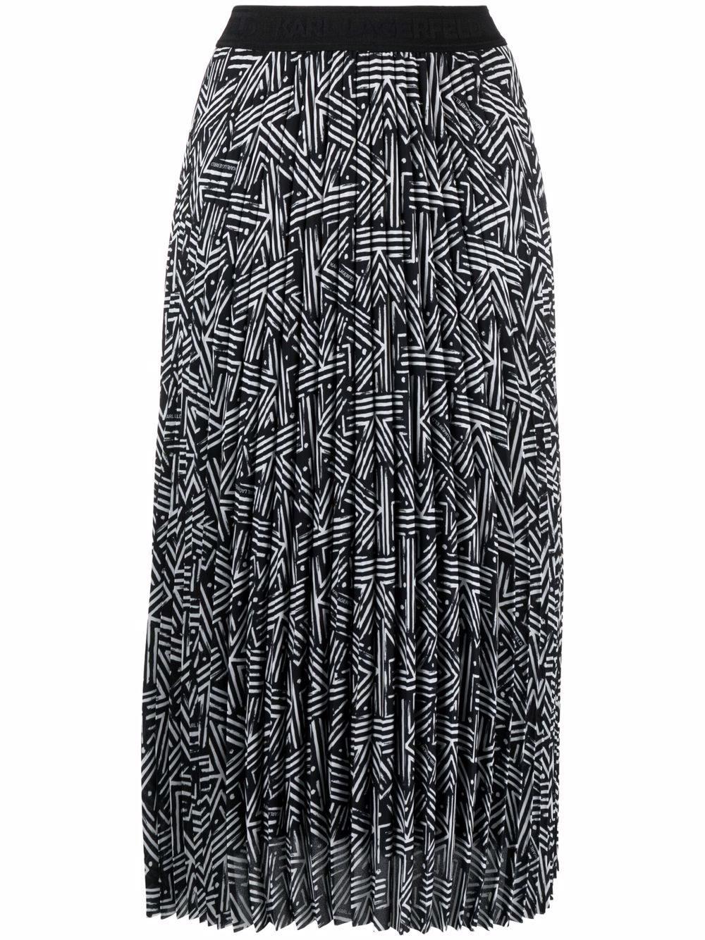 Karl Lagerfeld monogram pleated skirt - Black von Karl Lagerfeld