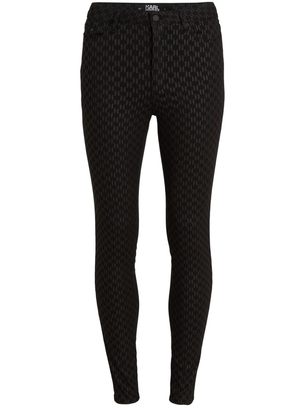 Karl Lagerfeld monogram-print shimmer skinny jeans - Black von Karl Lagerfeld