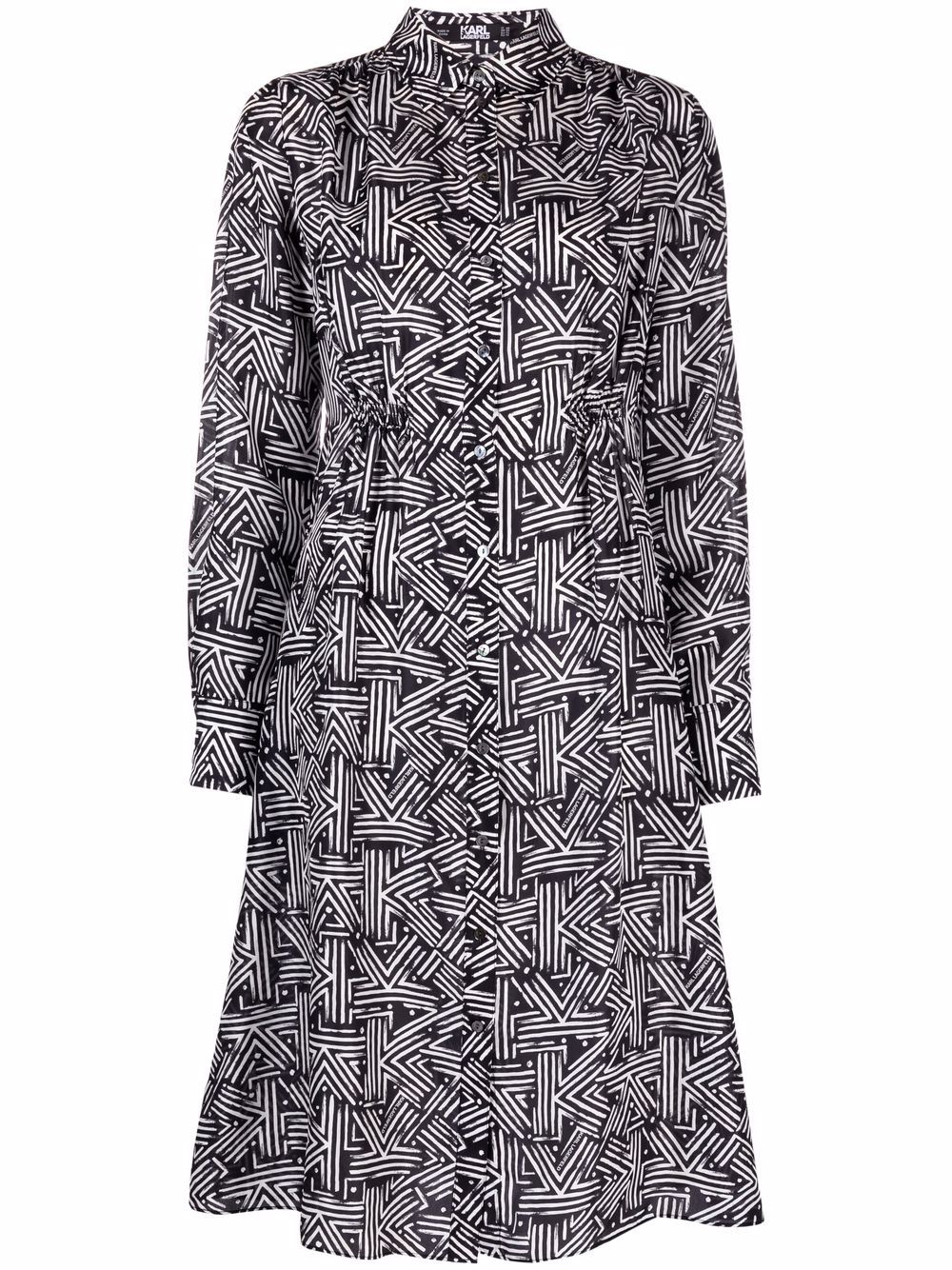 Karl Lagerfeld monogram-print silk shirt dress - Black von Karl Lagerfeld