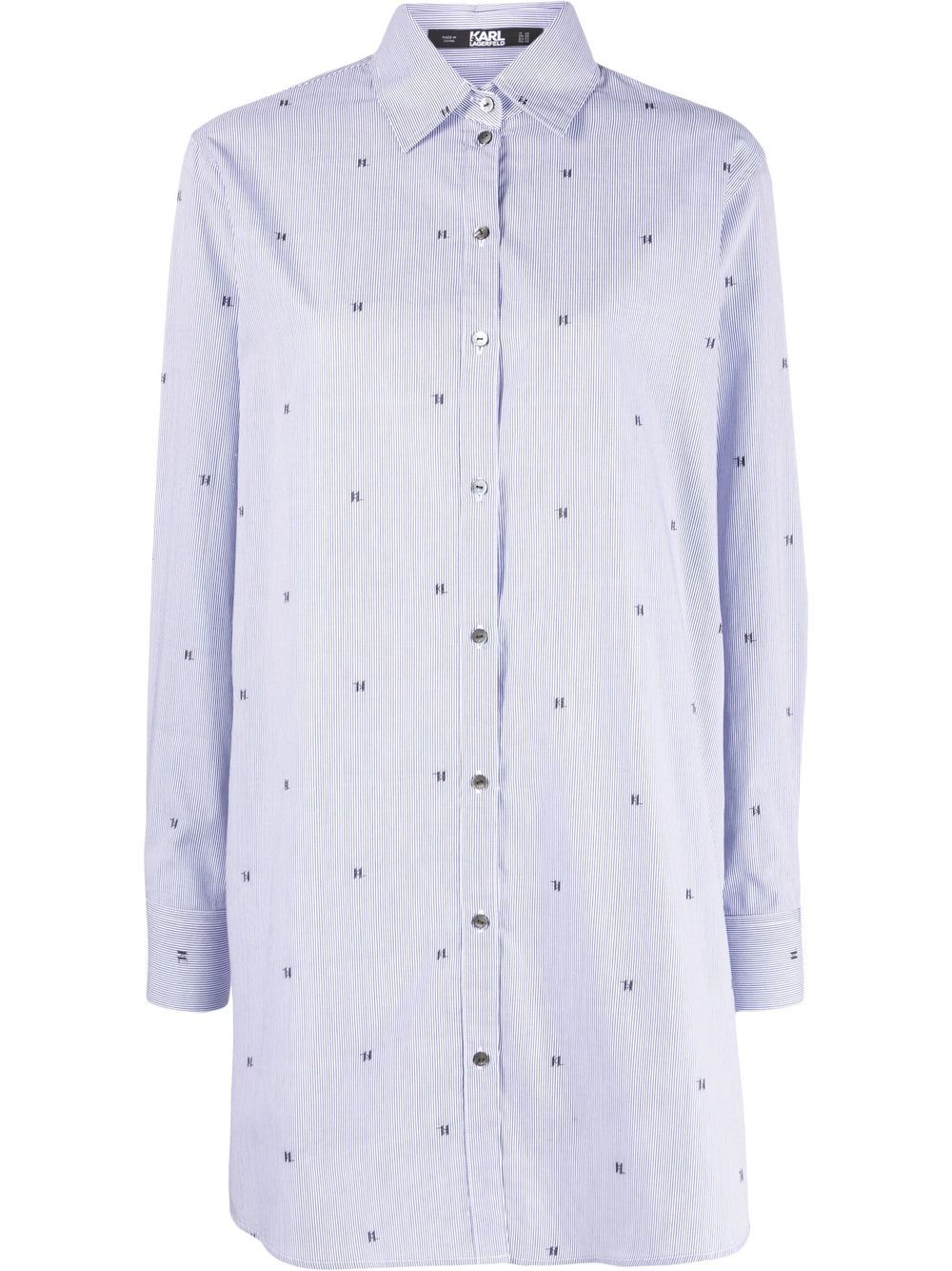 Karl Lagerfeld monogram stripe tunic shirt - Blue von Karl Lagerfeld