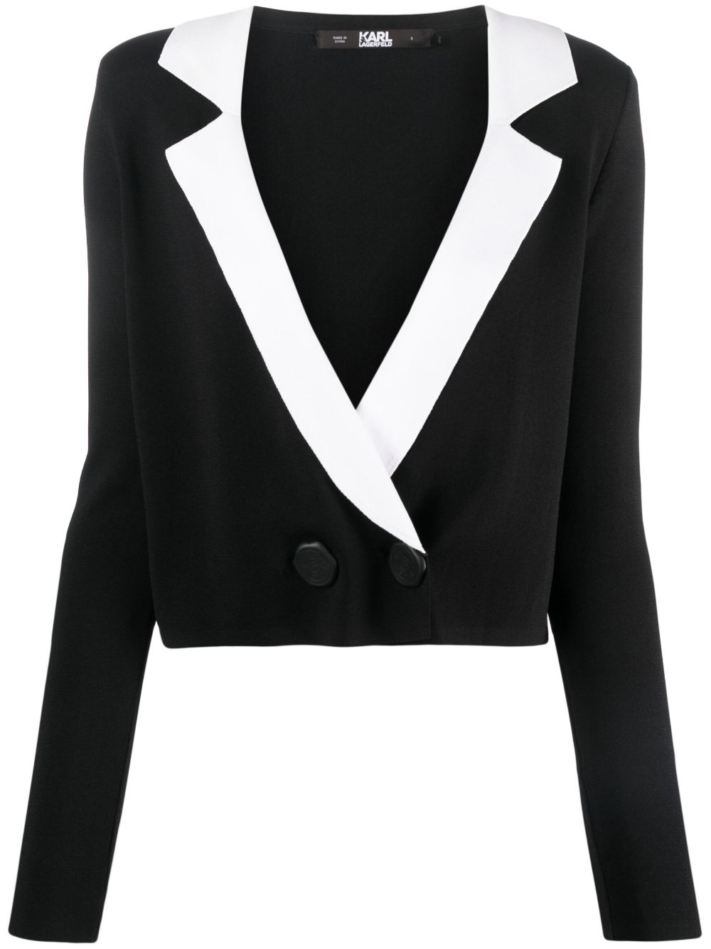 Karl Lagerfeld notch-lapel cropped cardigan - Black von Karl Lagerfeld