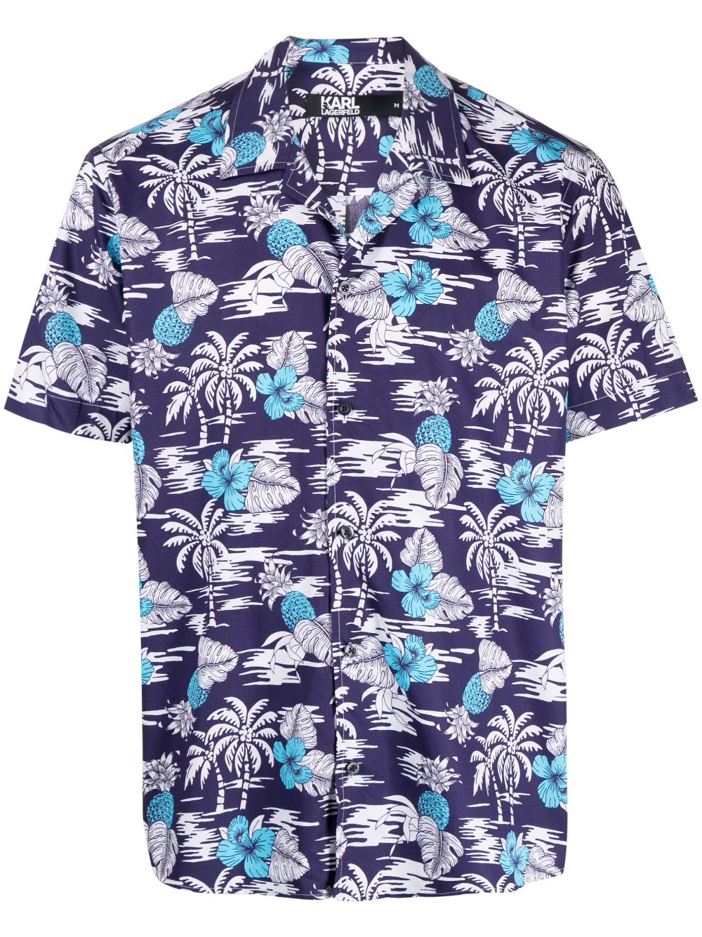 Karl Lagerfeld palm tree-print cotton shirt - Blue von Karl Lagerfeld