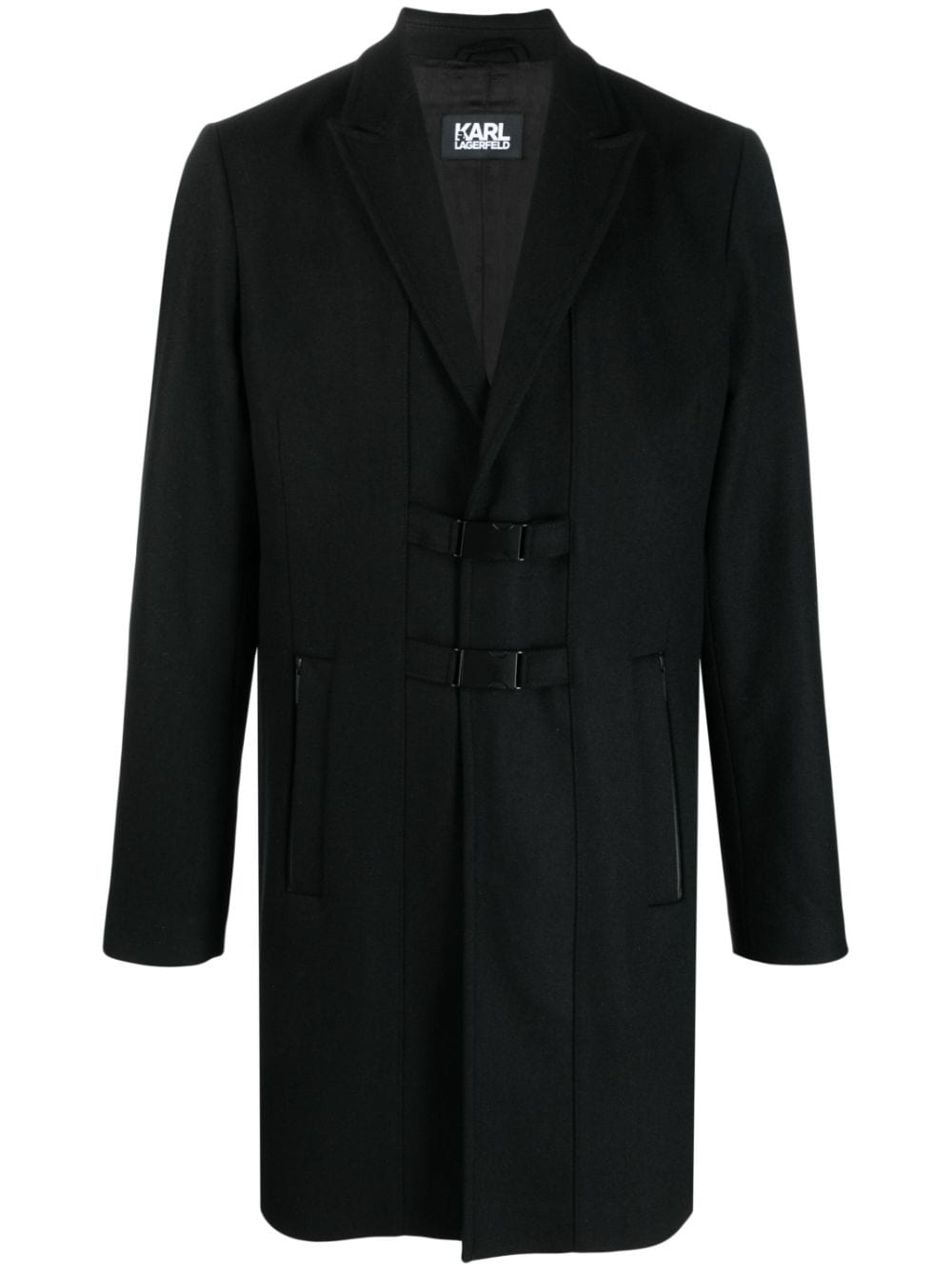 Karl Lagerfeld peak-lapels wool-blend coat - Black von Karl Lagerfeld