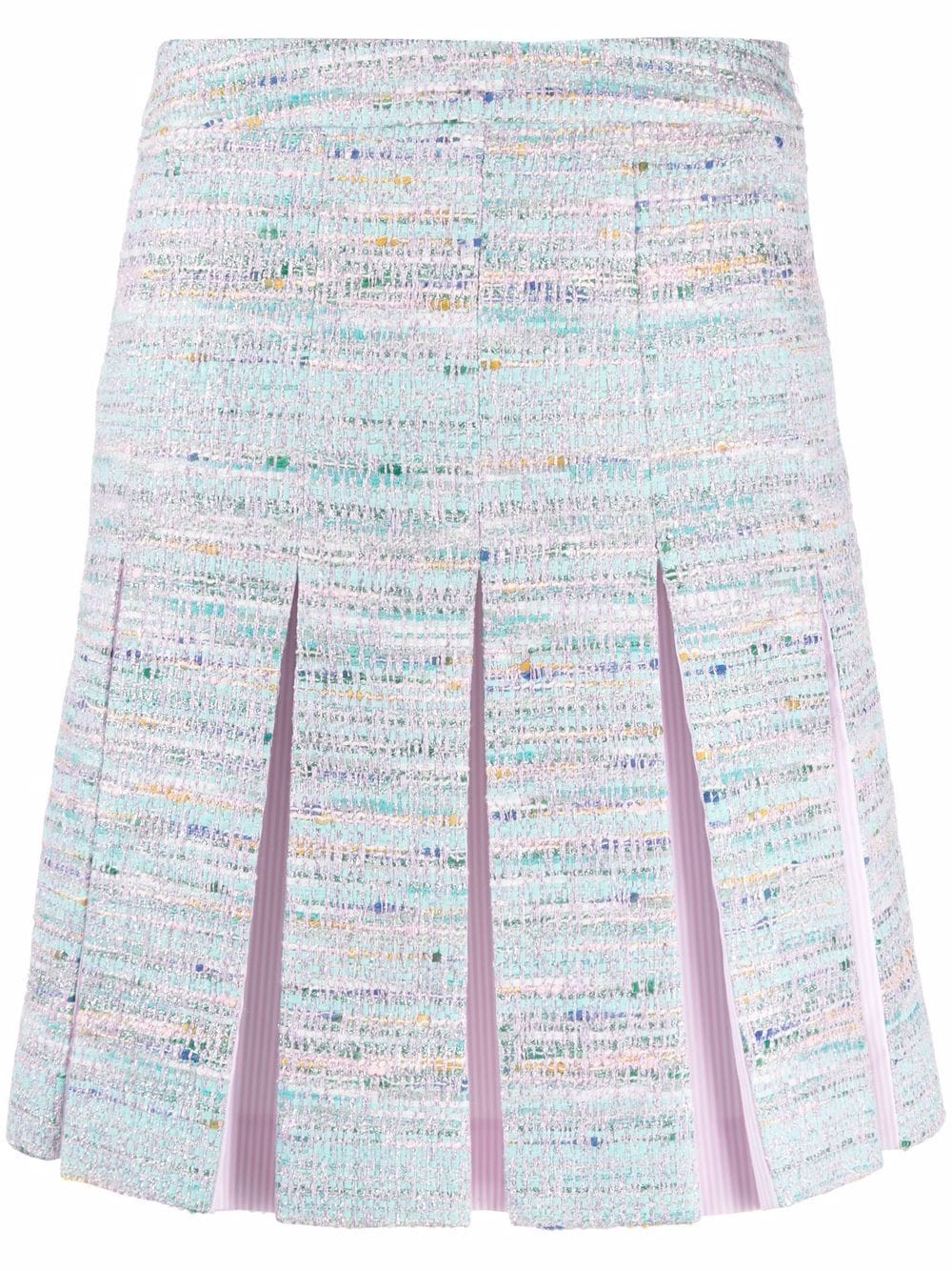 Karl Lagerfeld pleated tweed skirt - Blue von Karl Lagerfeld