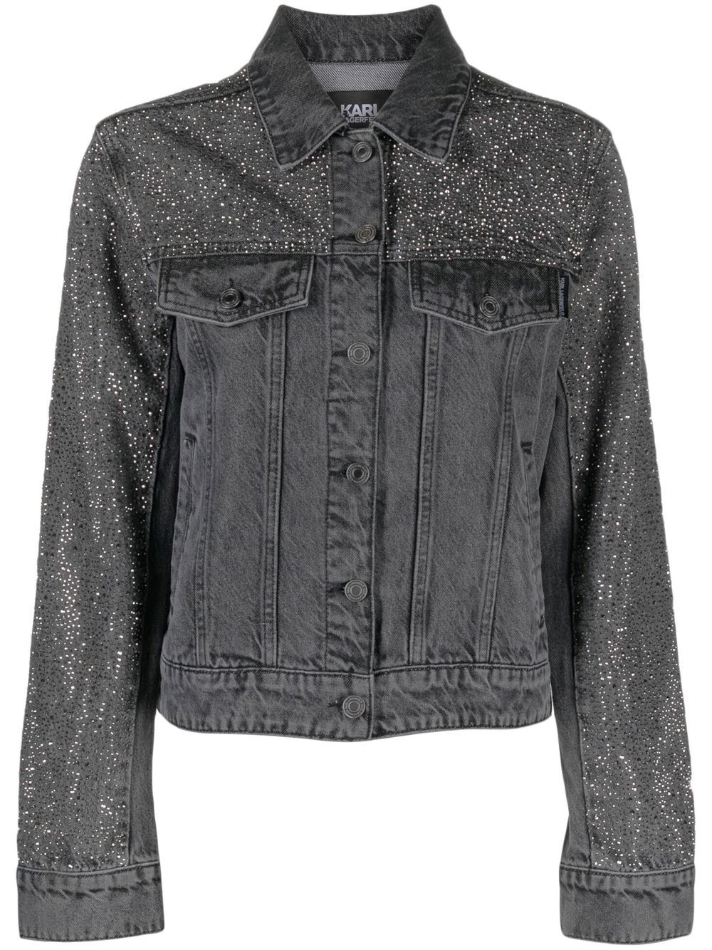 Karl Lagerfeld rhinestone-embellished denim jacket - Grey von Karl Lagerfeld