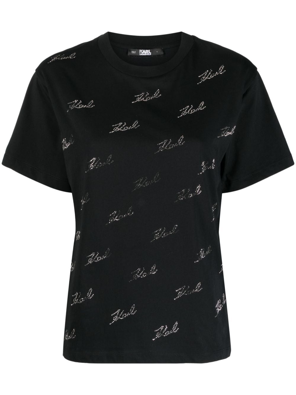 Karl Lagerfeld rhinestone-embellished organic-cotton T-shirt - Black von Karl Lagerfeld