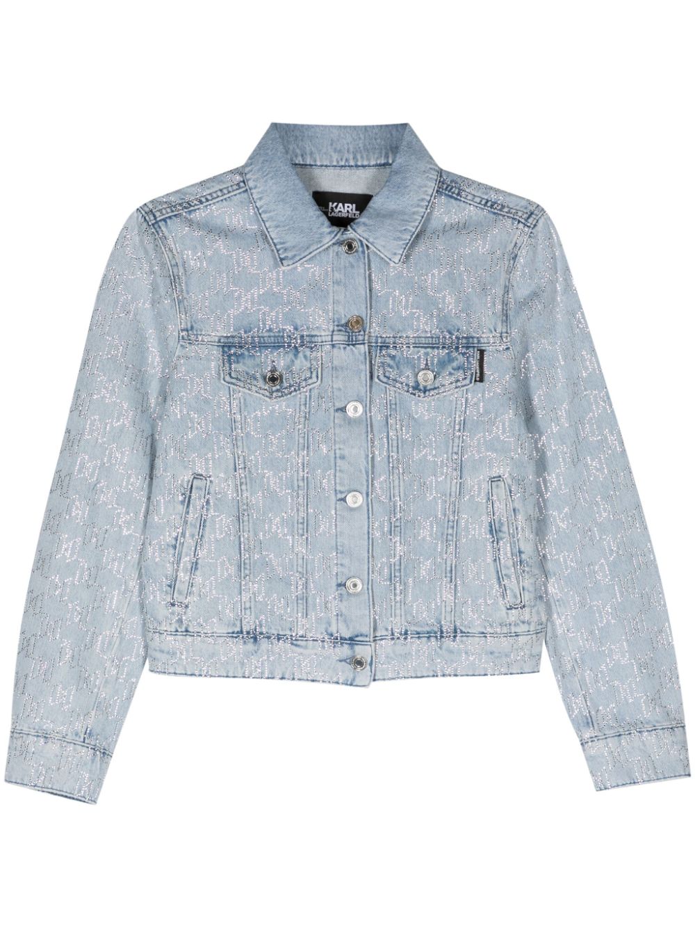 Karl Lagerfeld rhinestones-monogram denim jacket - Blue von Karl Lagerfeld