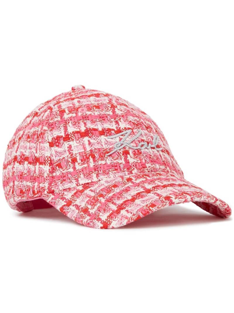 Karl Lagerfeld Signature bouclé baseball cap - Red von Karl Lagerfeld