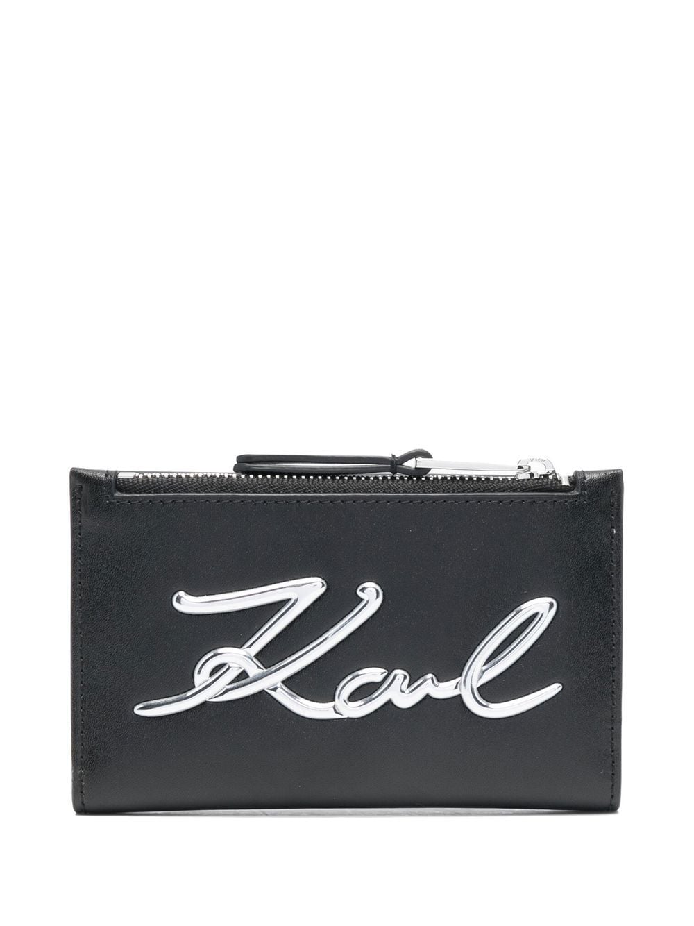 Karl Lagerfeld signature logo-print zipped cardholder - Black von Karl Lagerfeld