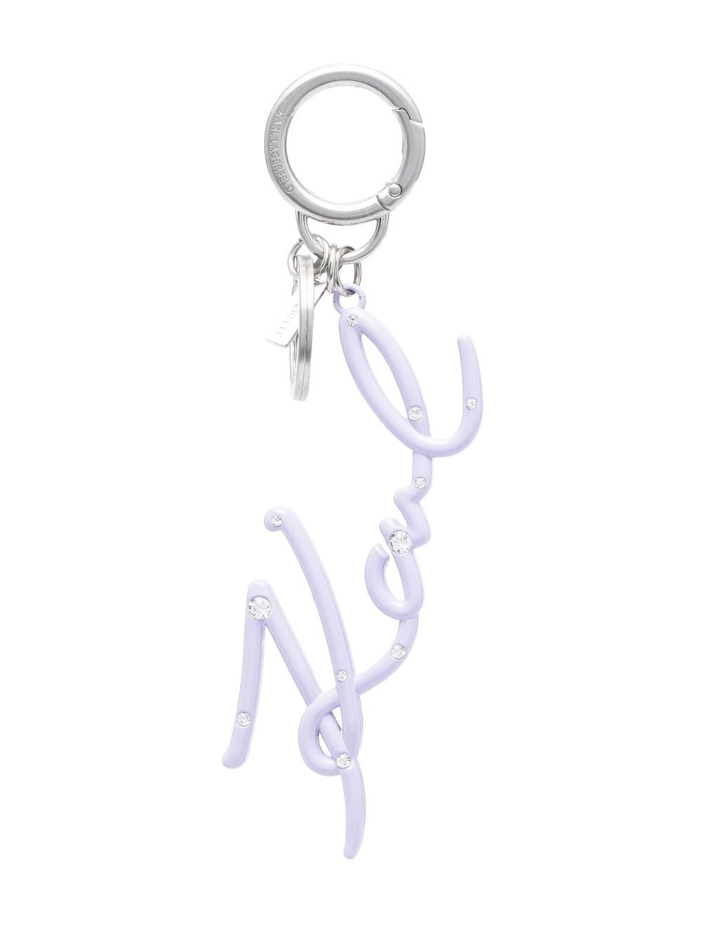 Karl Lagerfeld signature rhinestone-charm keychain - Purple von Karl Lagerfeld