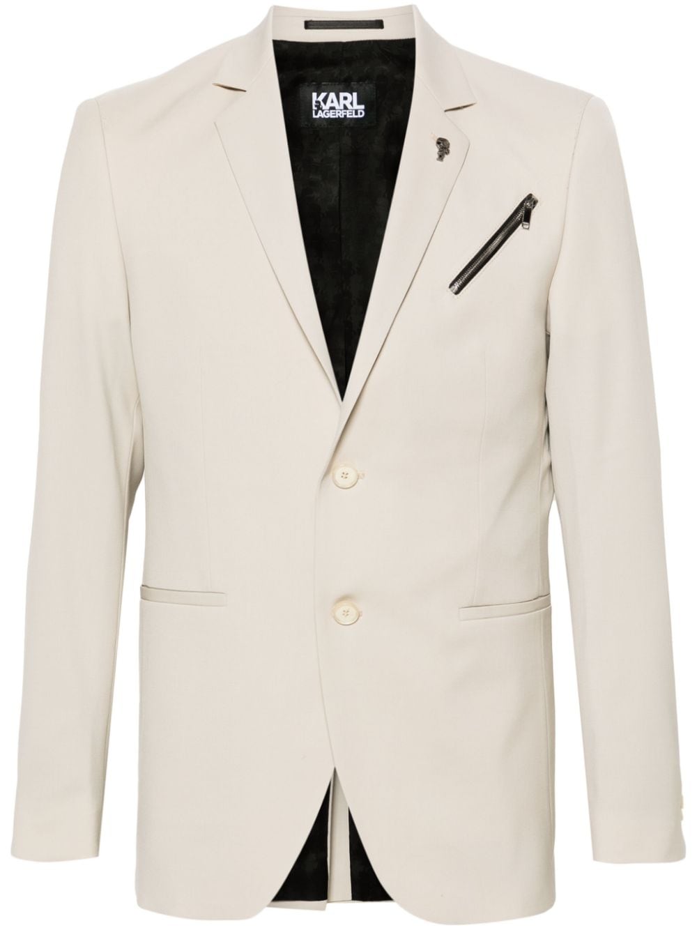 Karl Lagerfeld single-breasted twill blazer - Neutrals von Karl Lagerfeld