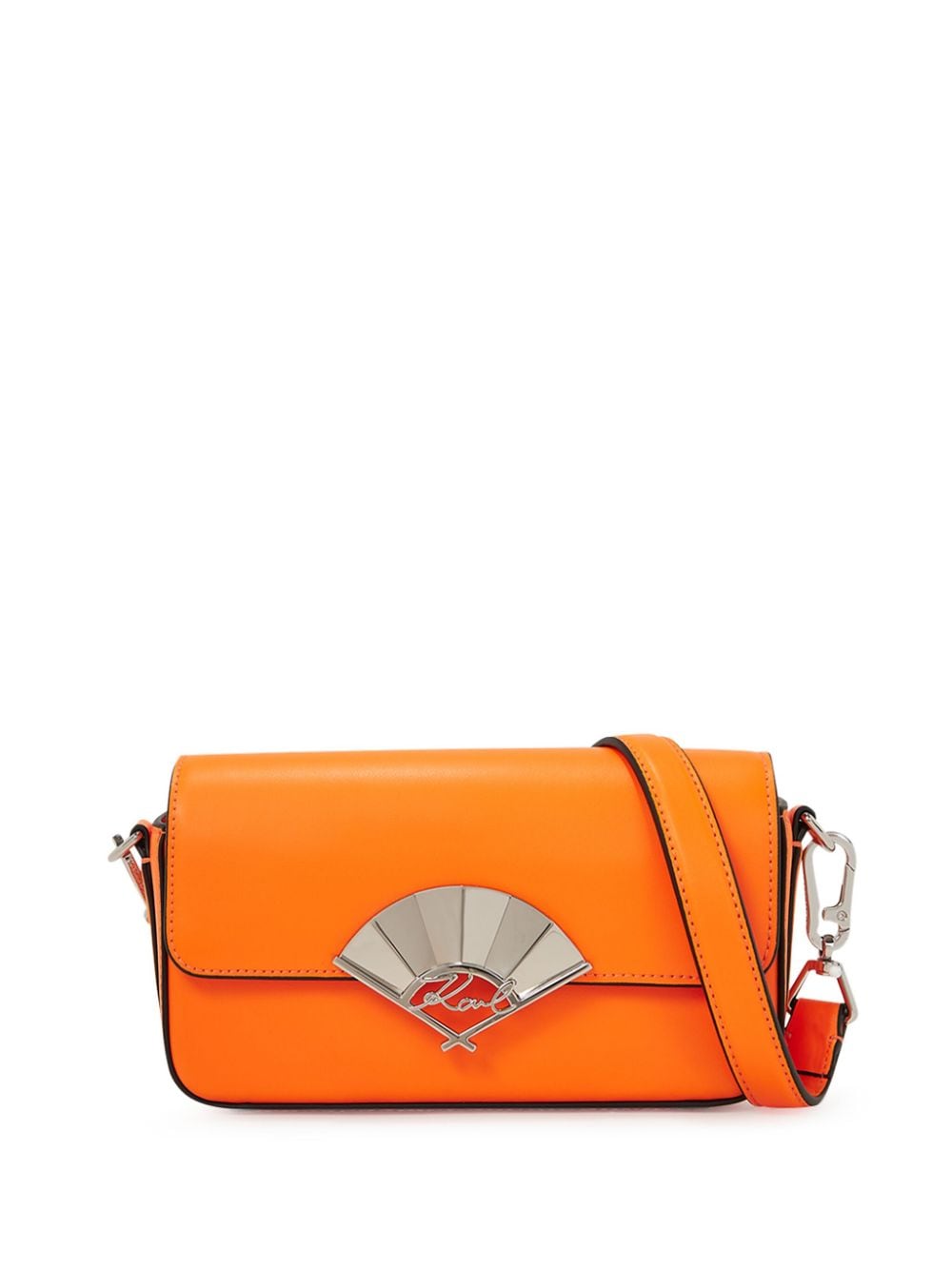 Karl Lagerfeld small Signature Fan leather crossbody bag - Orange von Karl Lagerfeld