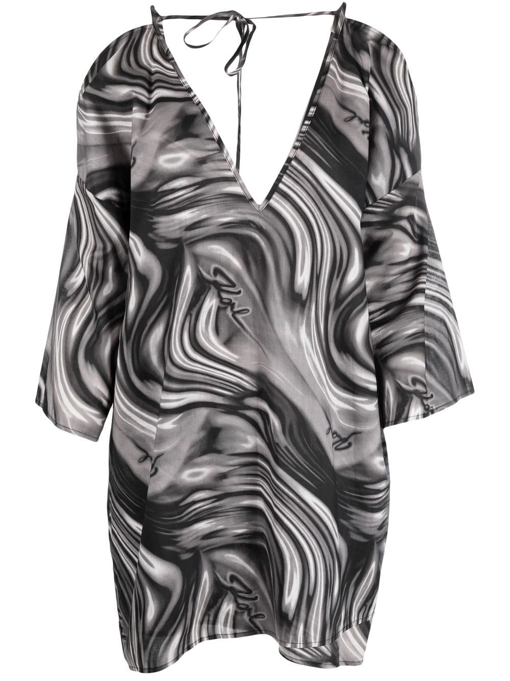 Karl Lagerfeld swirl-print mini kaftan dress - Grey von Karl Lagerfeld