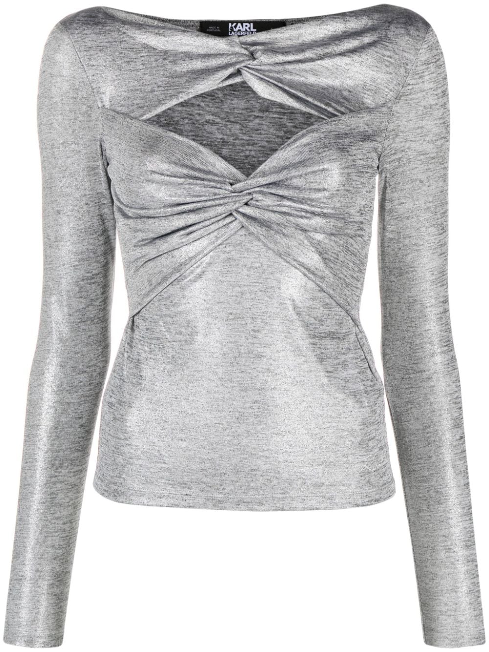 Karl Lagerfeld twisted cut-out T-shirt - Silver von Karl Lagerfeld