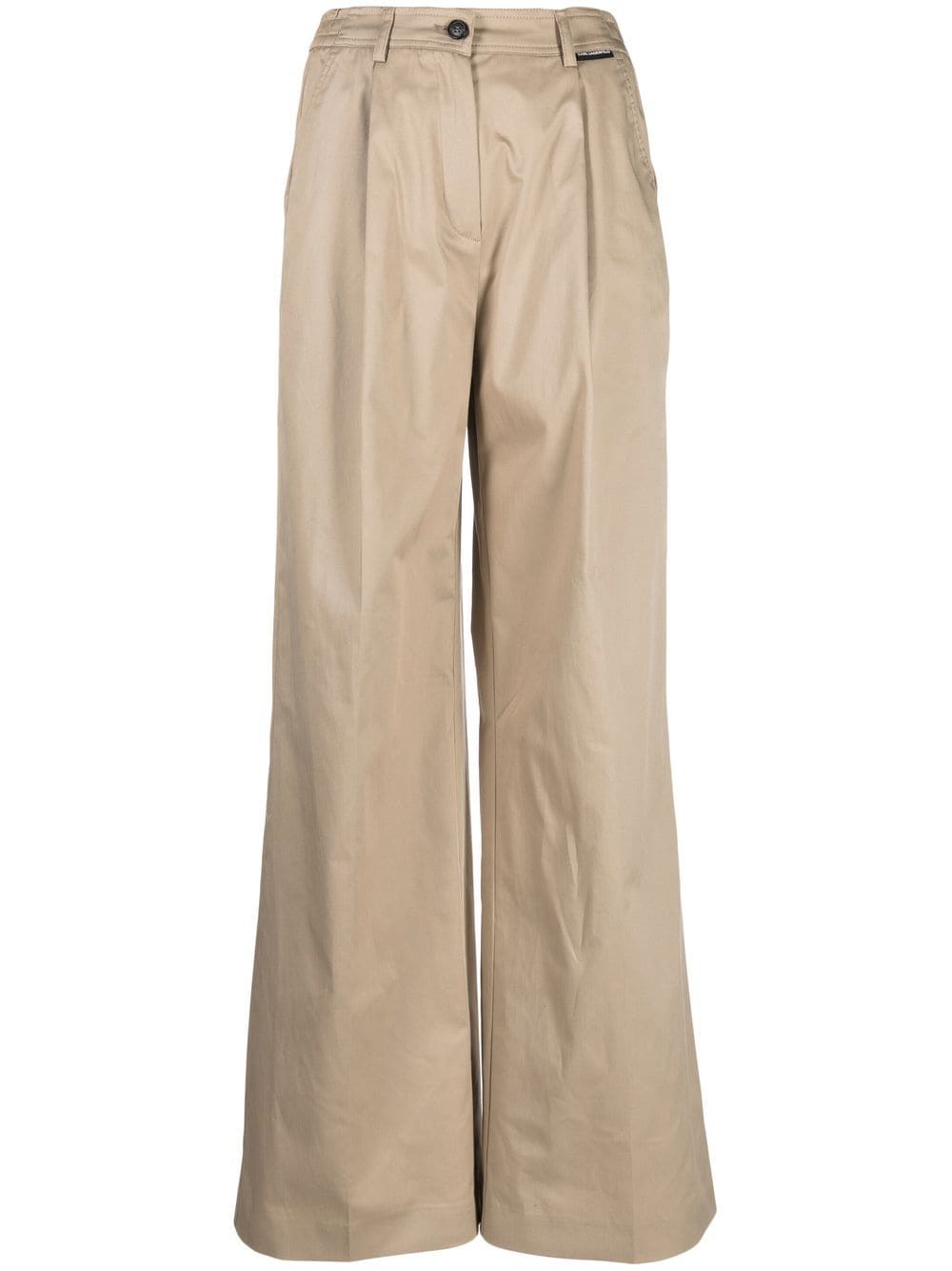 Karl Lagerfeld wide-leg cotton trousers - Neutrals von Karl Lagerfeld