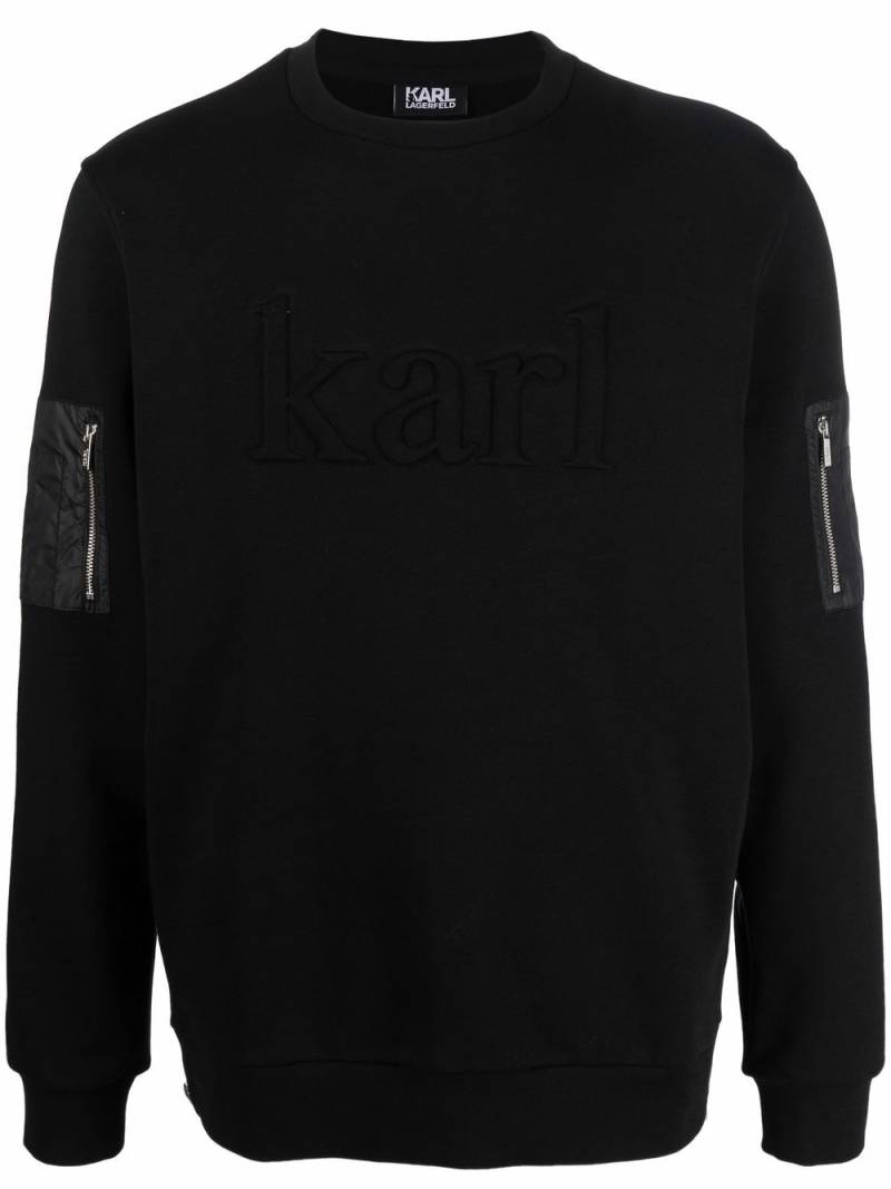 Karl Lagerfeld zip sleeve pocket jumper - Black von Karl Lagerfeld