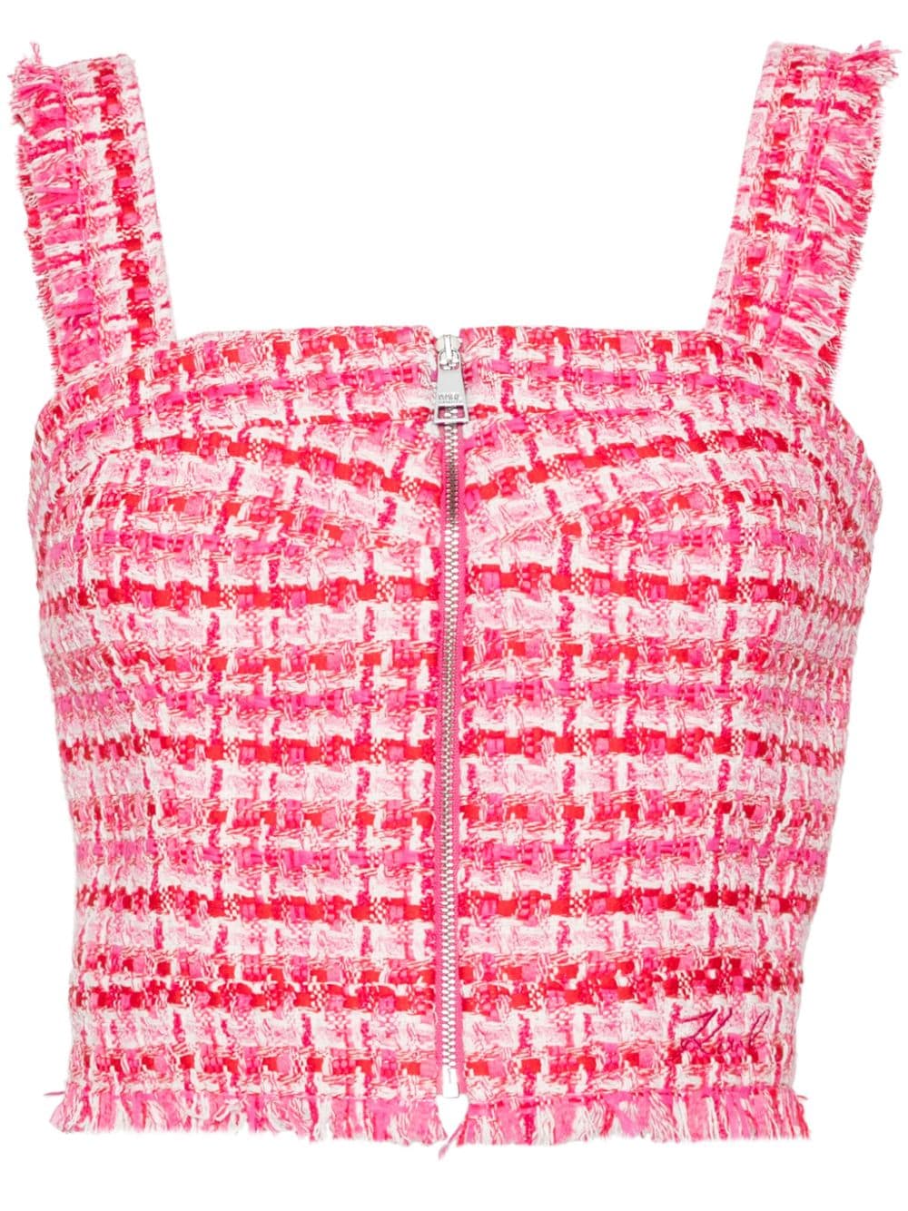 Karl Lagerfeld zip-up bouclé cropped top - Pink von Karl Lagerfeld