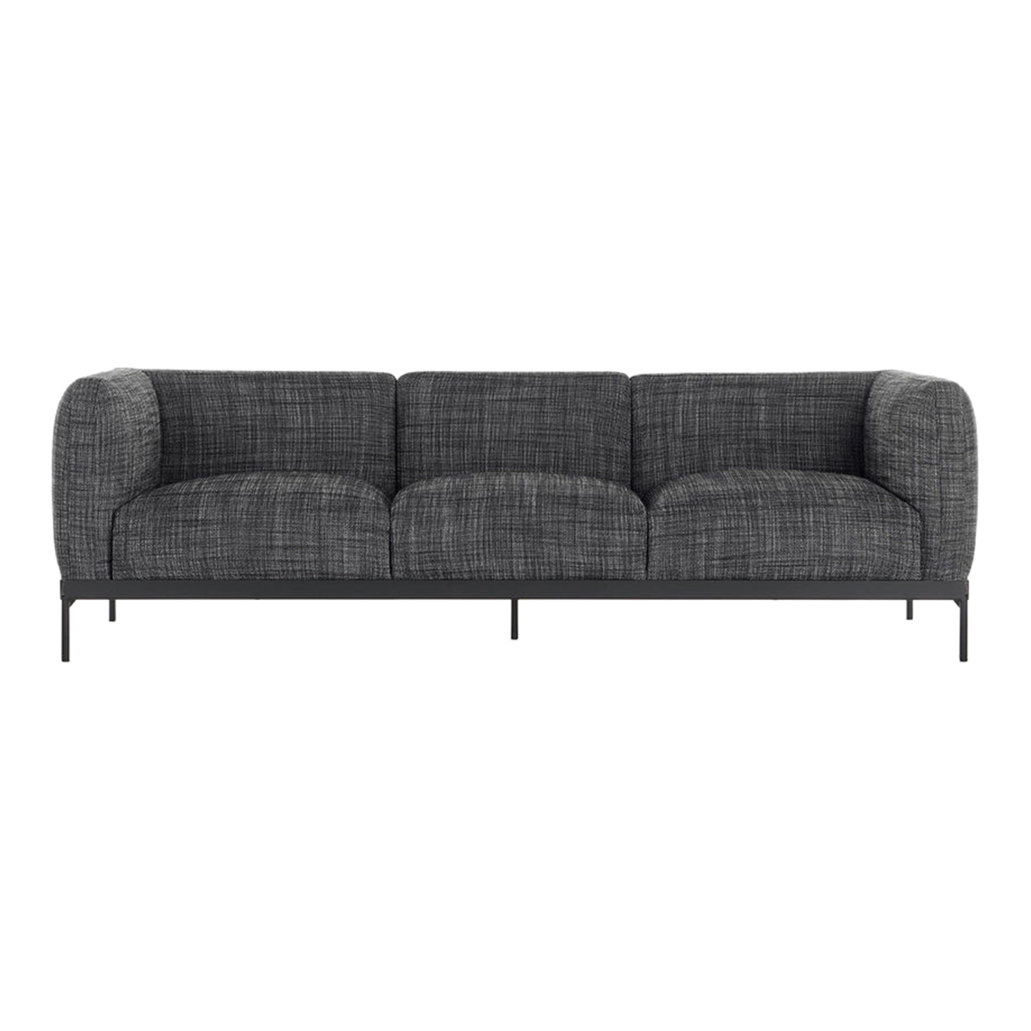 Asia 3er Stoff-Sofa, Stoff cotone structure - b5/schwarz von Kartell