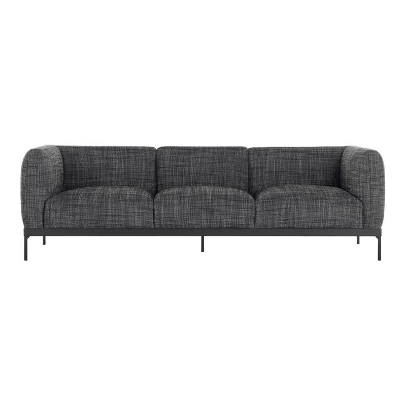 Asia 3er Stoff-Sofa, Stoff cotone structure - b5/schwarz von Kartell