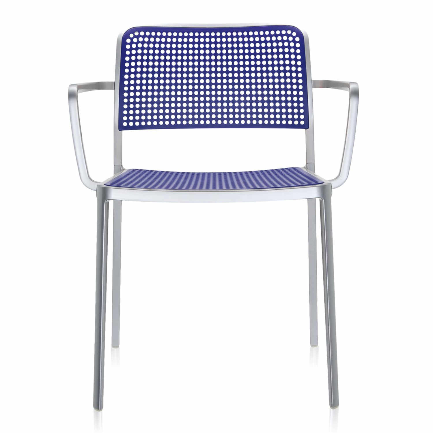 Audrey Shiny Armlehnstuhl, Farbe aluminium-blau von Kartell