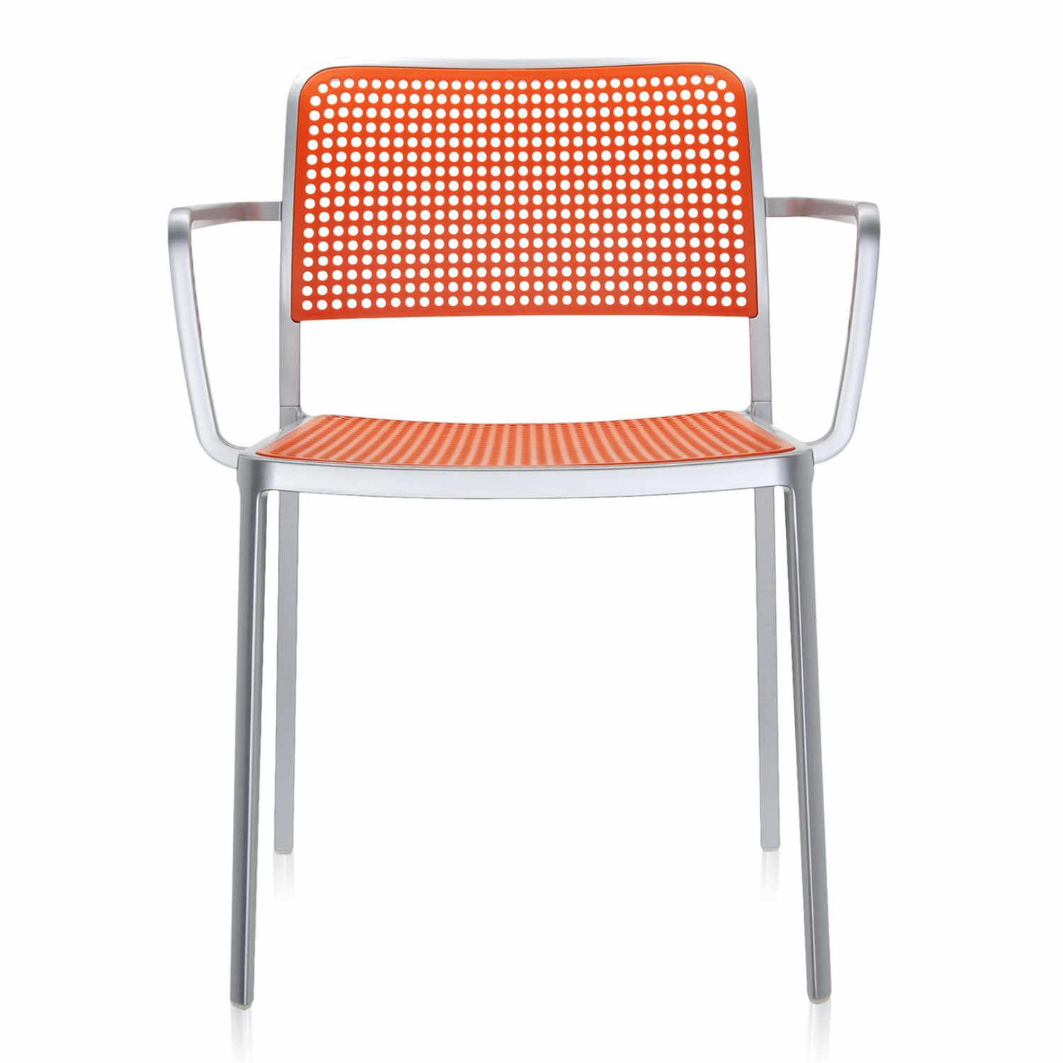 Audrey Shiny Armlehnstuhl, Farbe aluminium-orange von Kartell