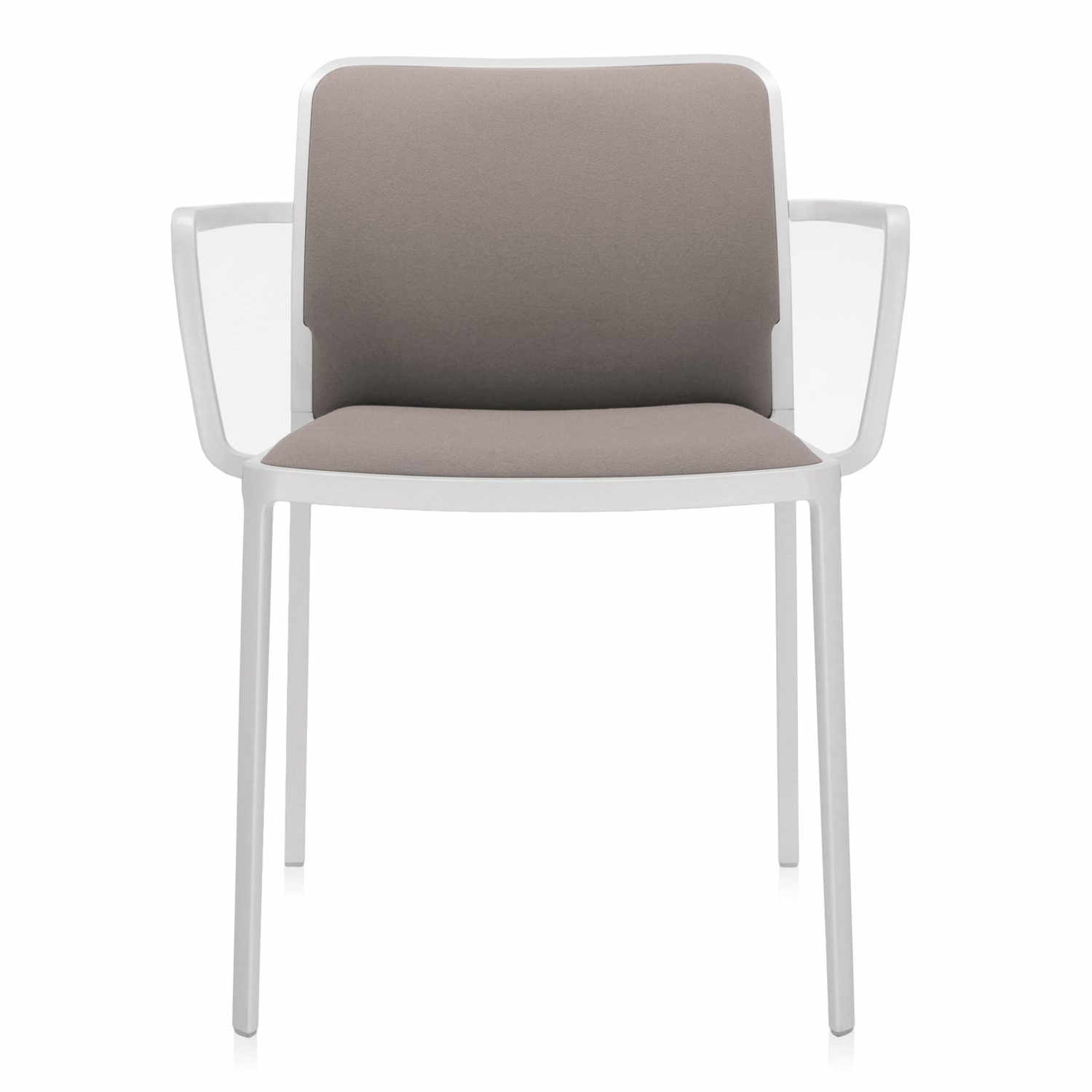 Audrey Soft Armlehnstuhl, Sitz Stoff beige, Untergestell gestell weiss von Kartell