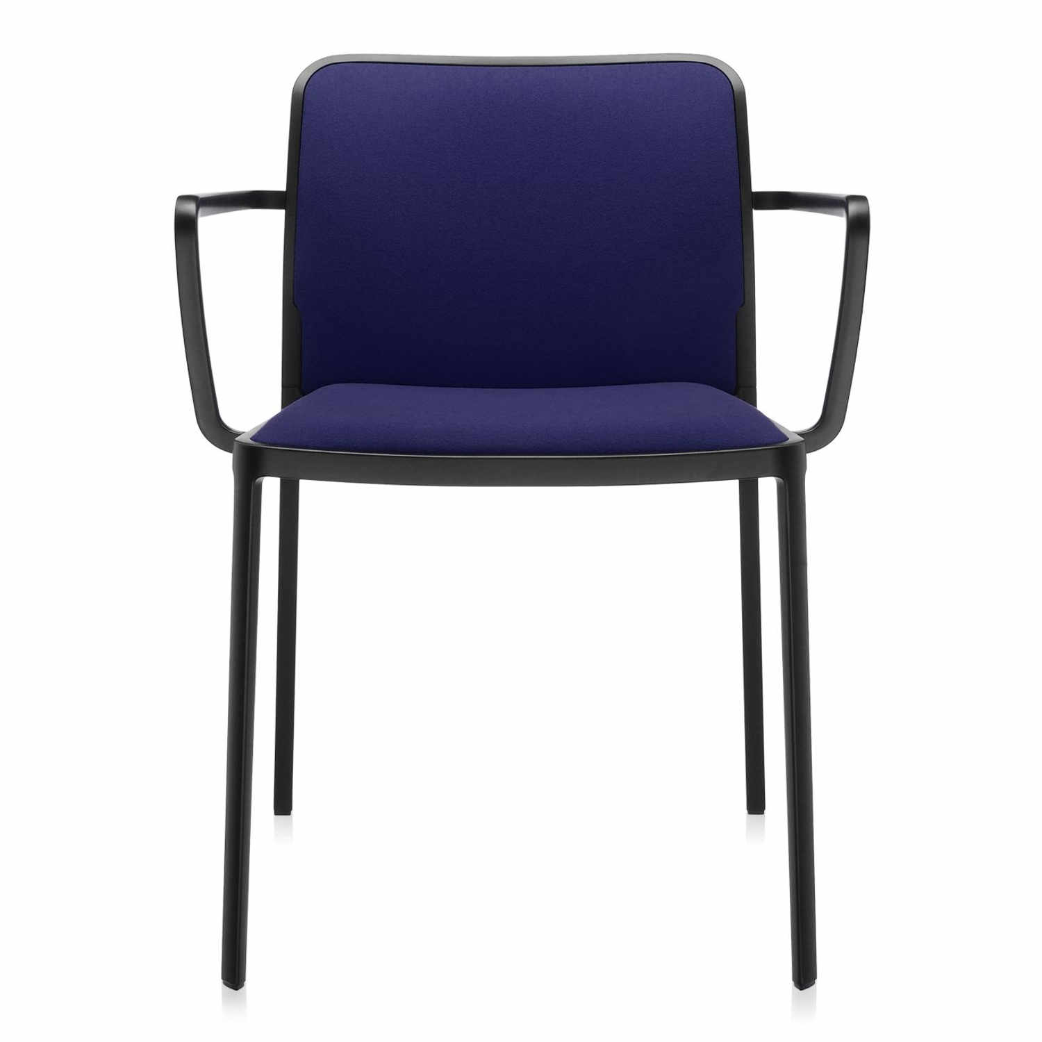 Audrey Soft Armlehnstuhl, Sitz Stoff blau, Untergestell schwarzes gestell von Kartell