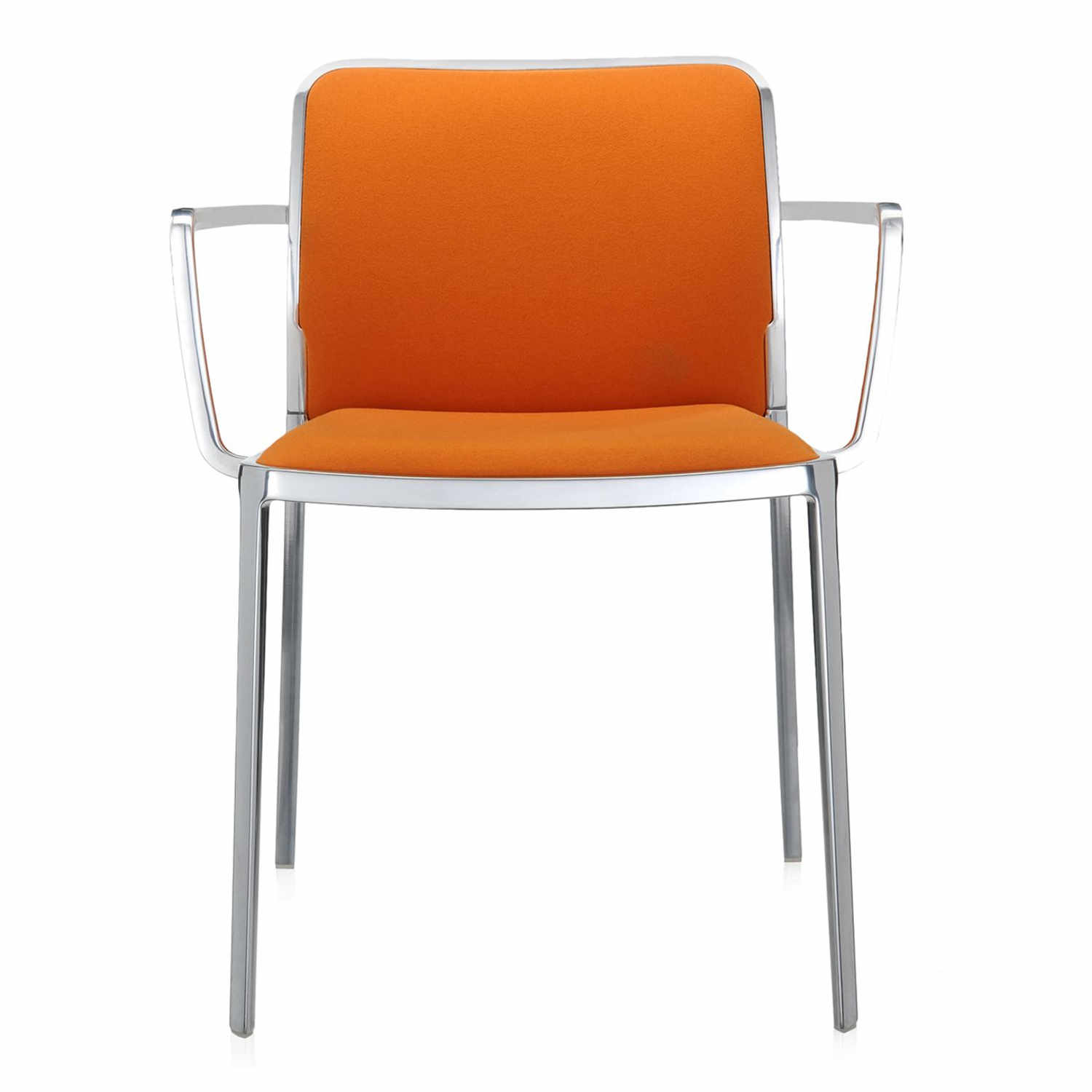 Audrey Soft Armlehnstuhl, Sitz Stoff orange, Untergestell gestell aluminium von Kartell