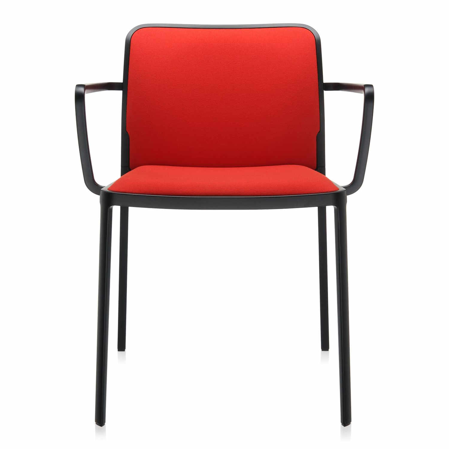 Audrey Soft Armlehnstuhl, Sitz Stoff rot, Untergestell schwarzes gestell von Kartell