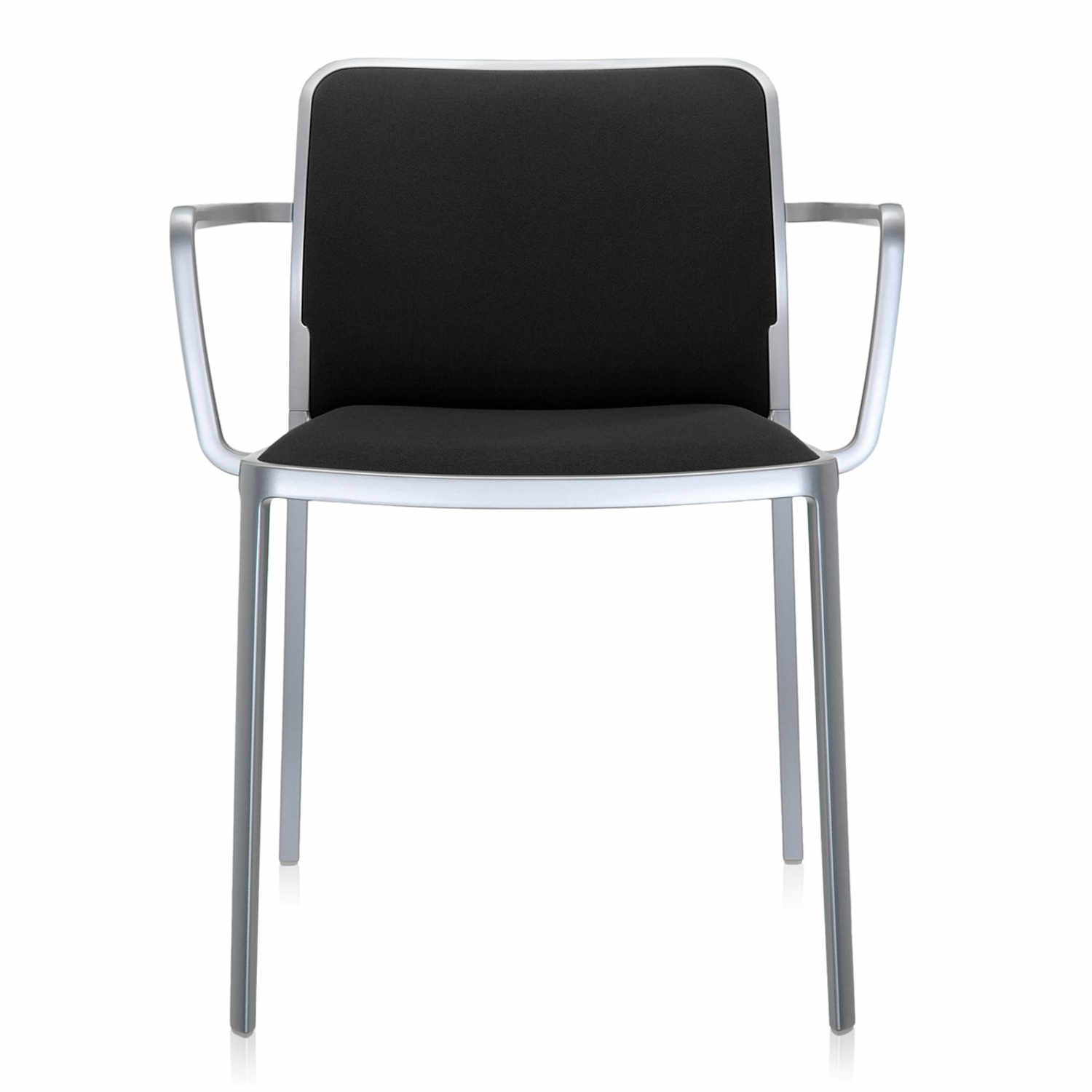 Audrey Soft Armlehnstuhl, Sitz Stoff schwarz, Untergestell gestell aluminium von Kartell