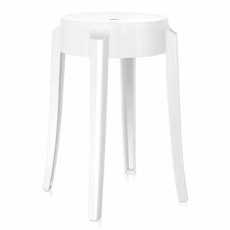 Charles Ghost Hocker, Farbe undurchsichtig/weissglänzend, Grösse h. 46 x d. 39 cm von Kartell