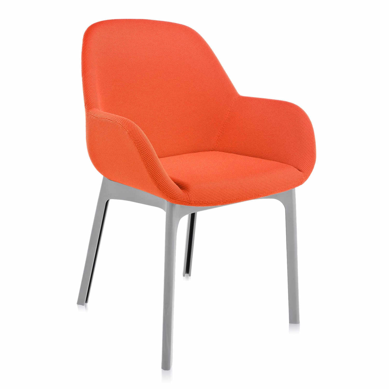 Clap Armlehnstuhl, Sitz Stoff orange, Untergestell gestell grau von Kartell