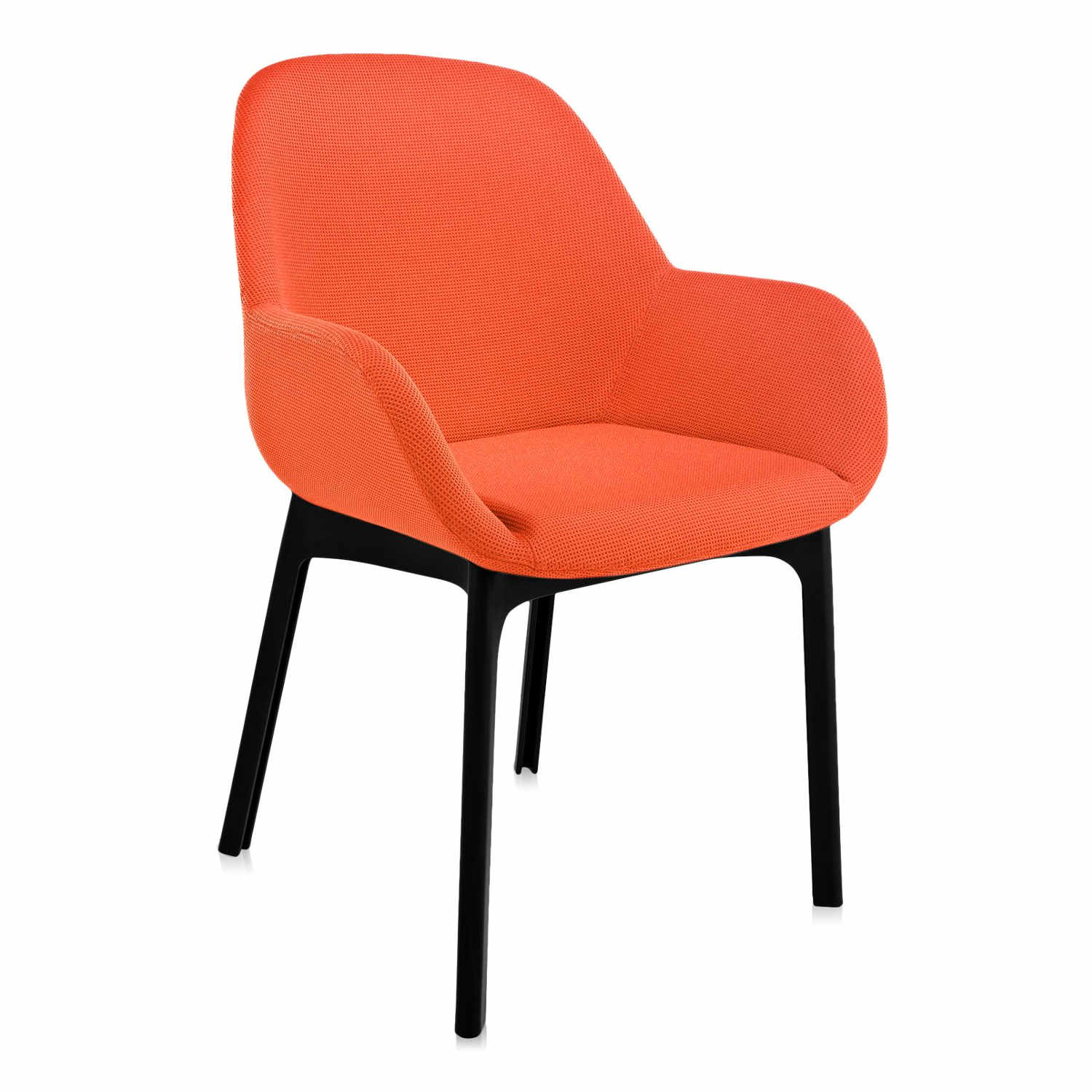 Clap Armlehnstuhl, Sitz Stoff orange, Untergestell schwarzes gestell von Kartell