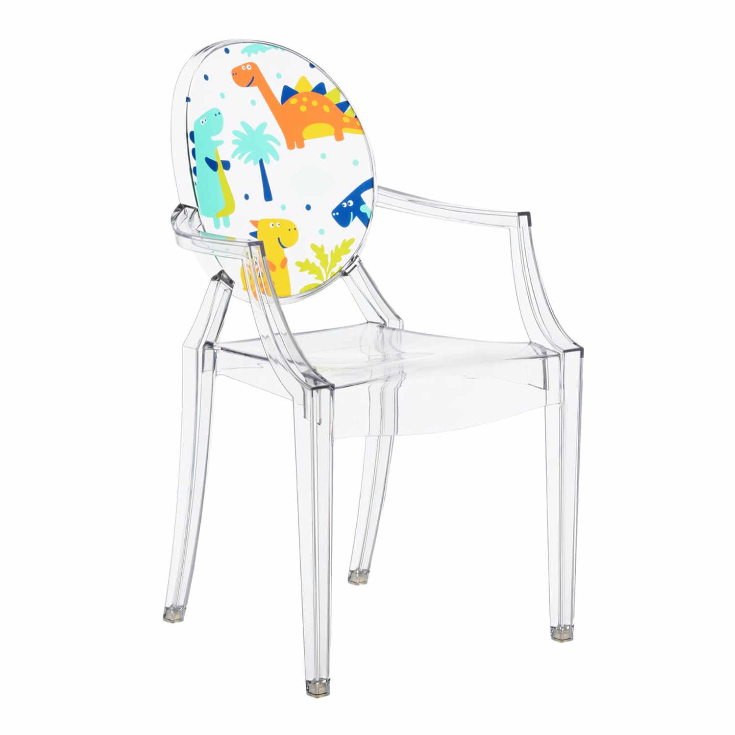 Lou Lou Ghost Kids Special Edition Kinderstuhl, Zeichnung transparent/glasklar-dinosaurier von Kartell