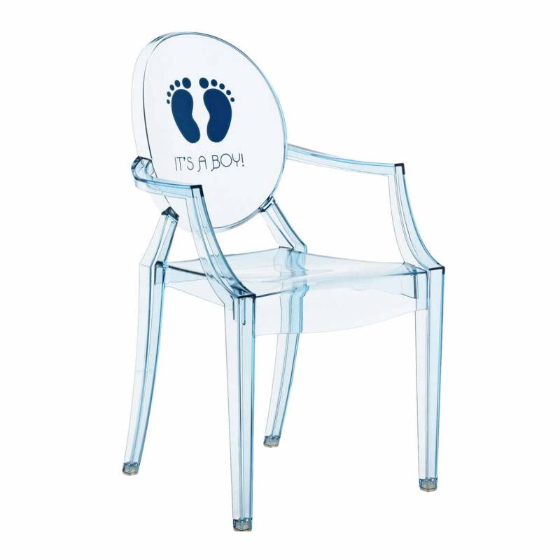 Lou Lou Ghost Kids Special Edition Kinderstuhl, Zeichnung transparent/hellblau-it's a boy von Kartell