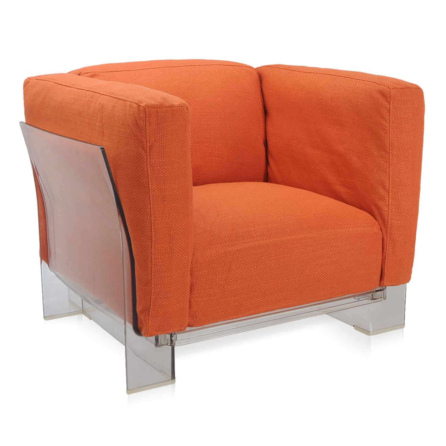 Pop Duo Sessel, Gestell transparent, Farbe orange von Kartell