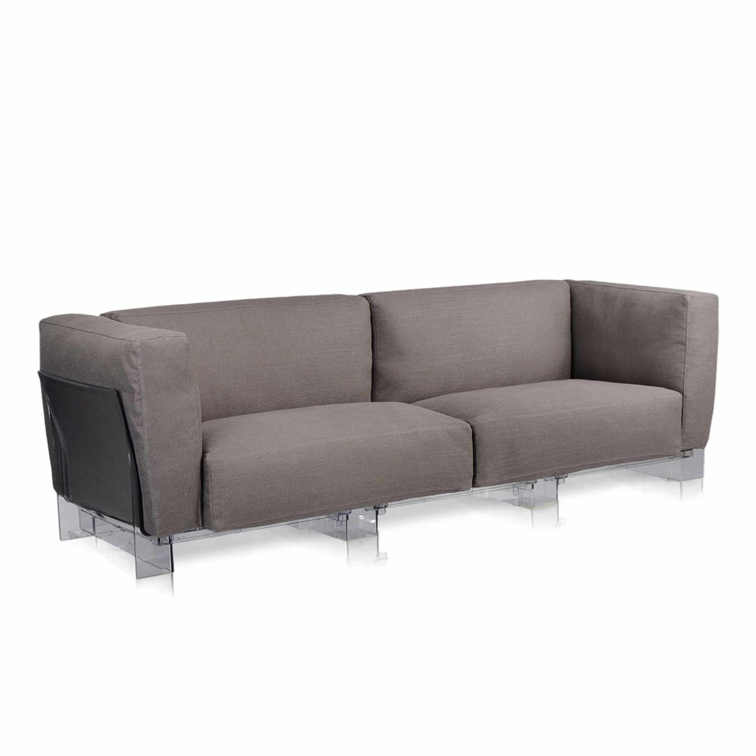 Pop Duo Sofa, Gestell transparent, Farbe grau von Kartell