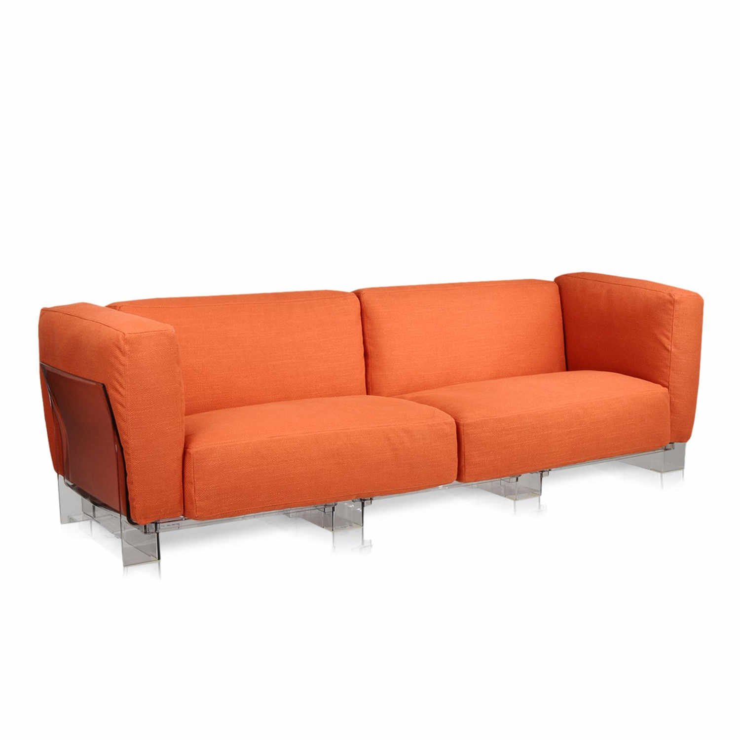 Pop Duo Sofa, Gestell transparent, Farbe orange von Kartell