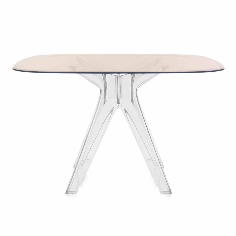 Sir Gio Quadrattisch, Tischplatte transparent/bronze, Untergestell transparent von Kartell