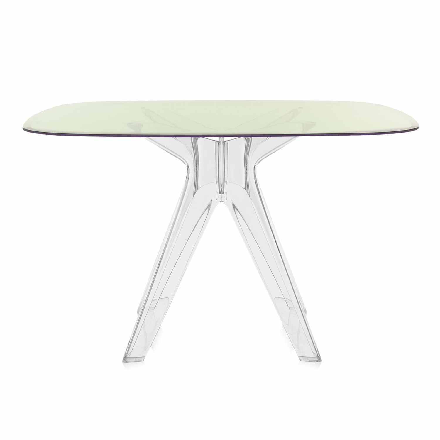 Sir Gio Quadrattisch, Tischplatte transparent/grün, Untergestell transparent Sir Gio Quadrattisch, Tischplatte transparent/grün, Untergestell transparent von Kartell