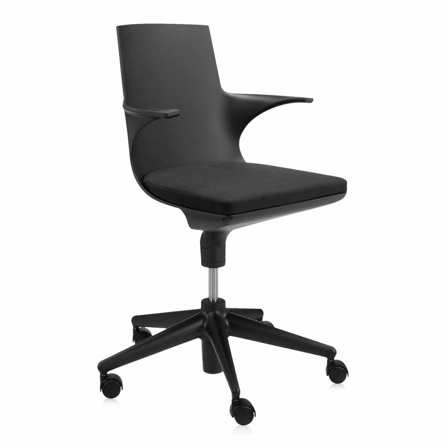 Spoon Chair Bürodrehstuhl, Farbe undurchsichtig/schwarz-schwarz von Kartell