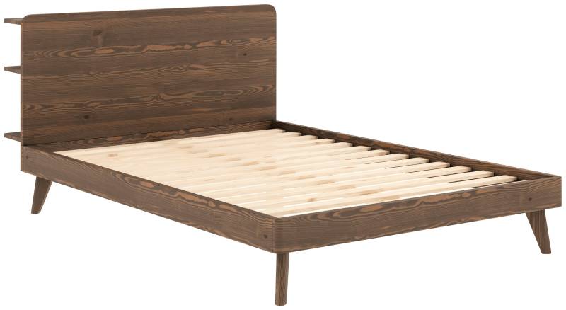 Karup Design Bettgestell »RETREAT BED«, aus Kiefer massiv mit Lattenrost, Kopfteil mit 3 Ablagen von Karup Design