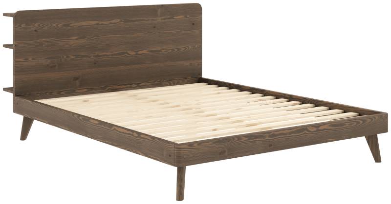 Karup Design Bettgestell »RETREAT BED«, aus Kiefer massiv mit Lattenrost, Kopfteil mit 3 Ablagen von Karup Design
