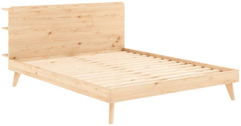 Karup Design Bettgestell »RETREAT BED«, aus Kiefer massiv mit Lattenrost, Kopfteil mit 3 Ablagen von Karup Design