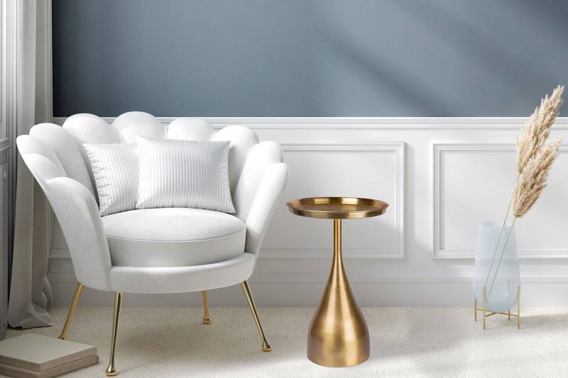 Kayoom Beistelltisch »Asra 125, Edles Design in Goldfarben beziehungsweise Schwarz«, (1 St.), Metallgestell in Tropfenform, runde Ablagefläche, extravagant von Kayoom